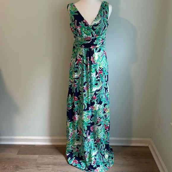 Lilly Pulitzer Dresses & Skirts - Lilly Pulitzer Bright Floral V-neck Maxi Sundres size large